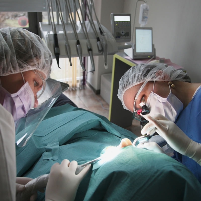 patient receives oral and maxillofacial surgery dental specialties in Mississauga